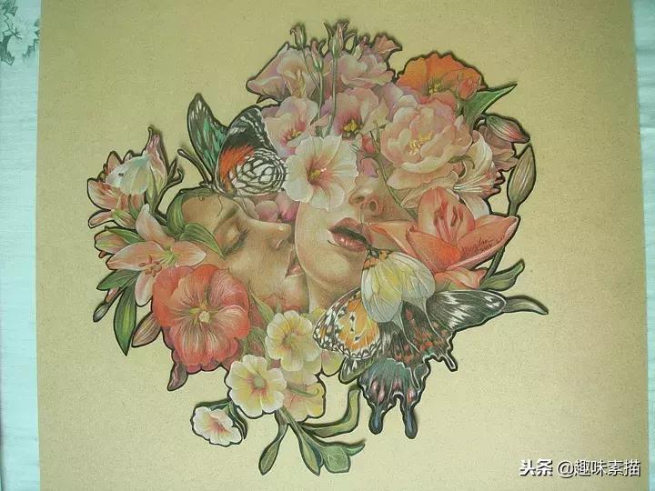 超精细彩铅人像素描,简单又漂亮的彩铅插画