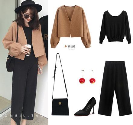 适合小个子穿的羊绒大衣灯笼袖,双面呢大衣小个子灯笼袖