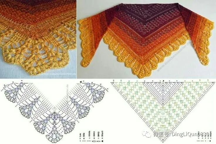 钩针钩贵夫人披肩最新花样图解,钩针夏河颜半圆形披肩图解