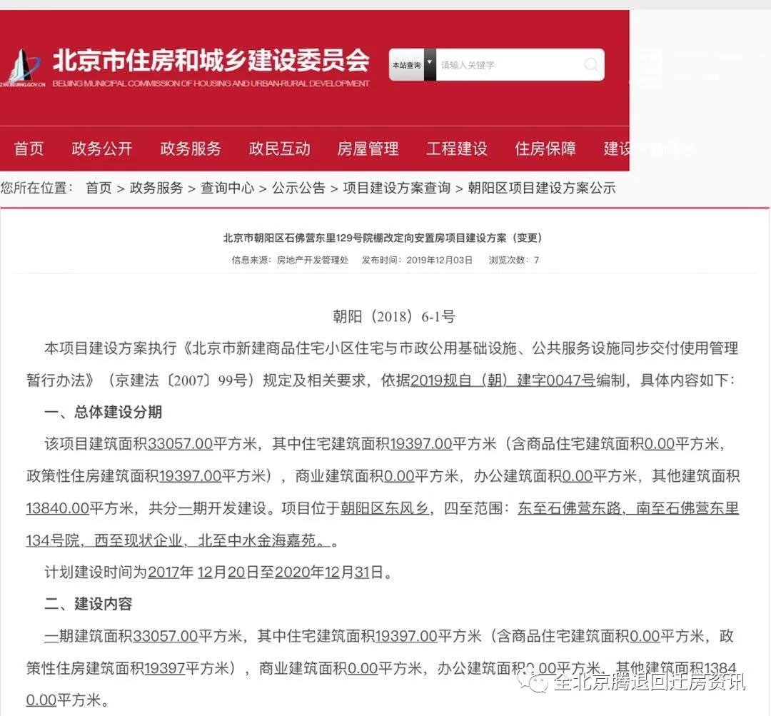 石佛营东里129号院棚改,石佛营129号安置房房价