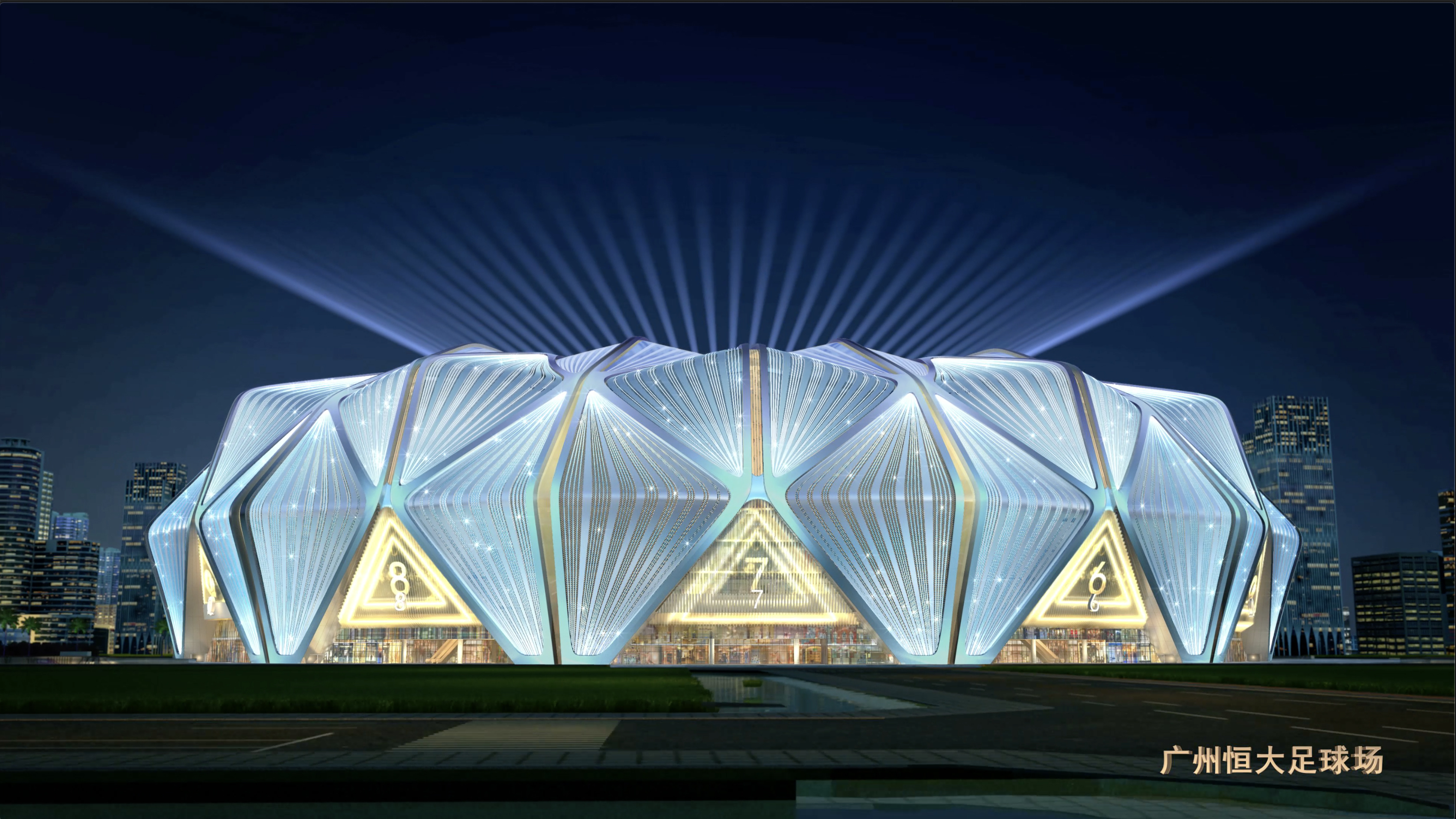 恒大足球场灯光效果曝光,恒大球场灯光效果图