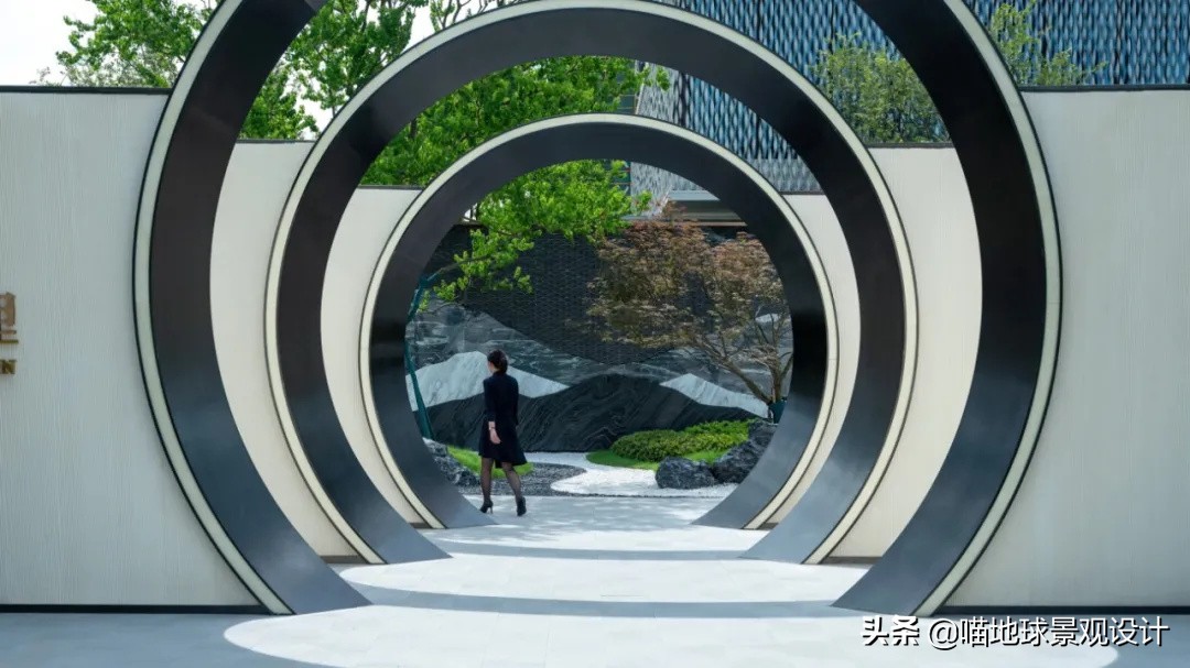 景墙圆形造型价格,简洁欧式庭院景观墙设计