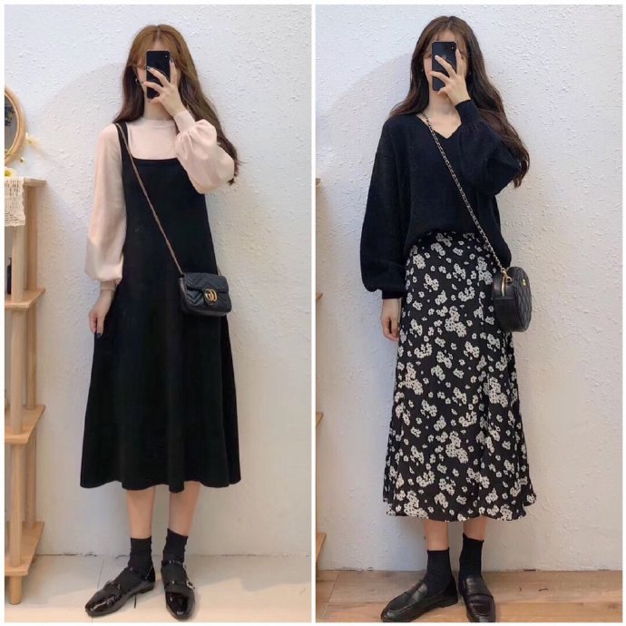 内搭毛衣连衣裙气质高级感秋款,配吊带裙毛衣慵懒风高级感