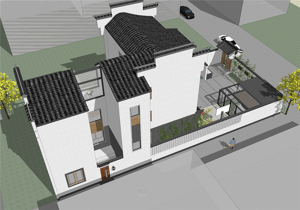 徽派中式自建独栋庭院小别墅,自建徽派中式小别墅100平米