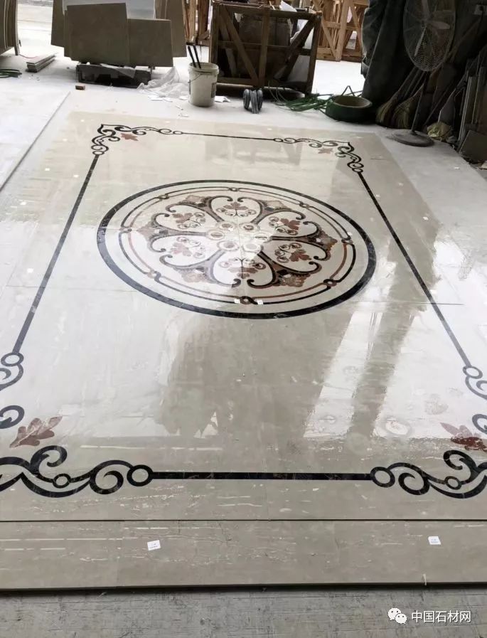 石材水刀加工方法,地面玄关石材水刀拼花效果图