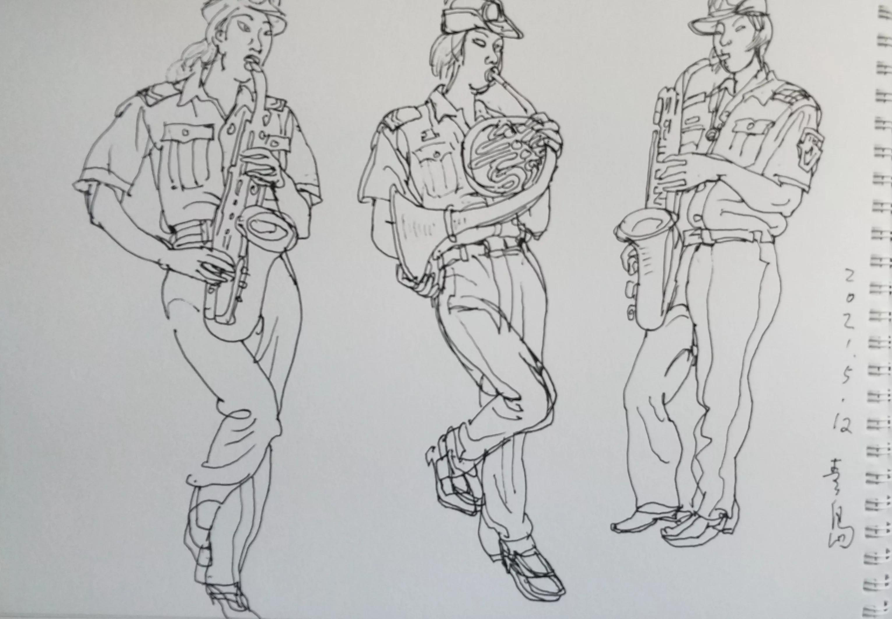 吴建科人物画欣赏,画兵人速写