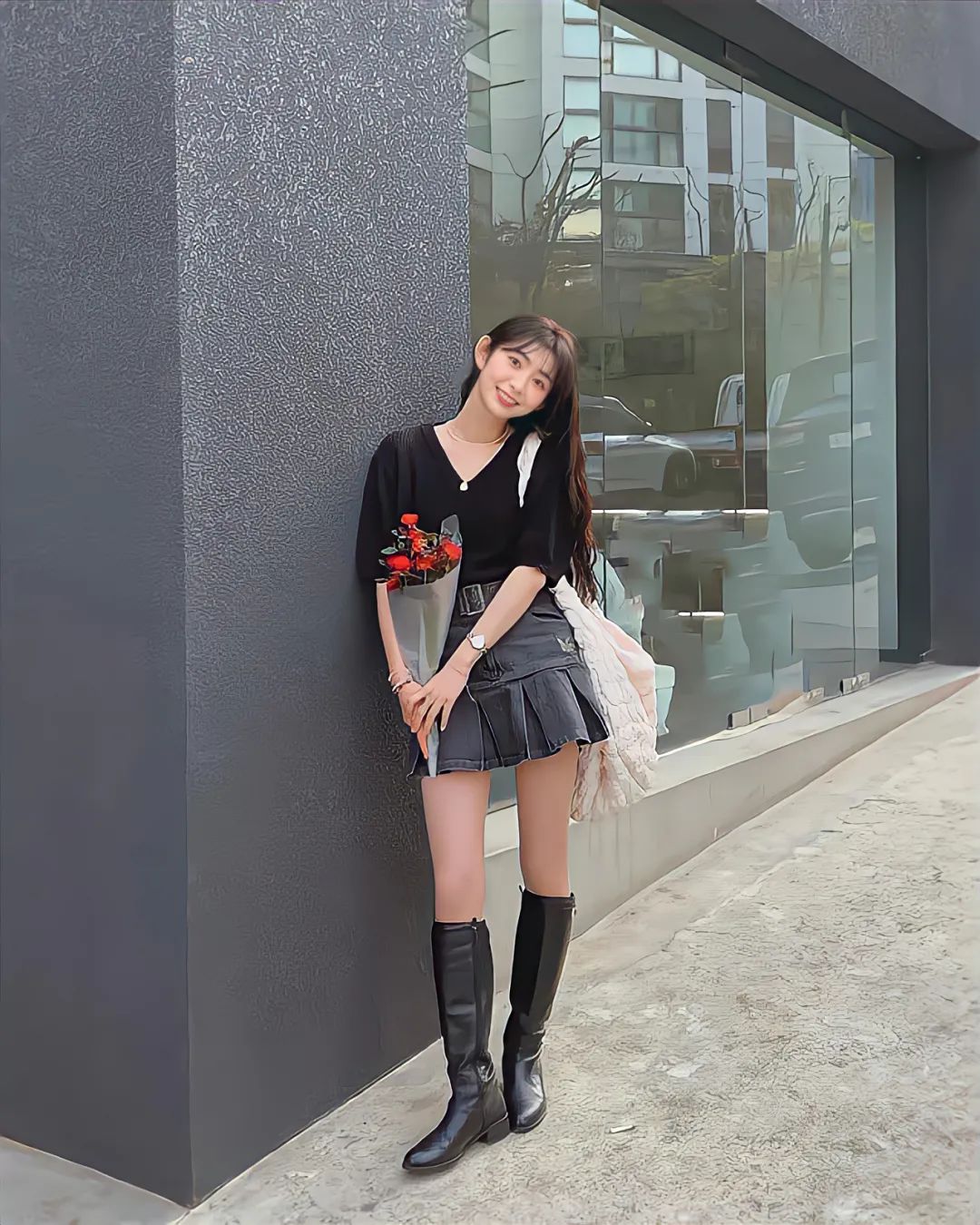 胖mm粗腿马丁靴冬季加绒羊羔绒,今年最火的中筒靴粗腿圆头马丁靴