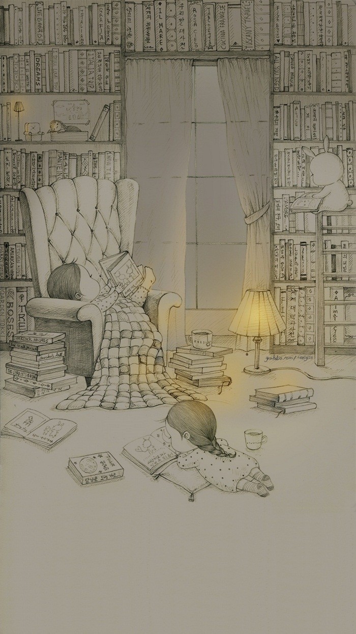 少女与兔子插画,兔子手绘创意插画