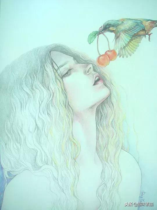 超精细彩铅人像素描,简单又漂亮的彩铅插画