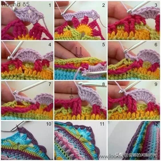 曼陀罗毯子编织教程,苏菲花园曼陀罗毯子钩法高清图解