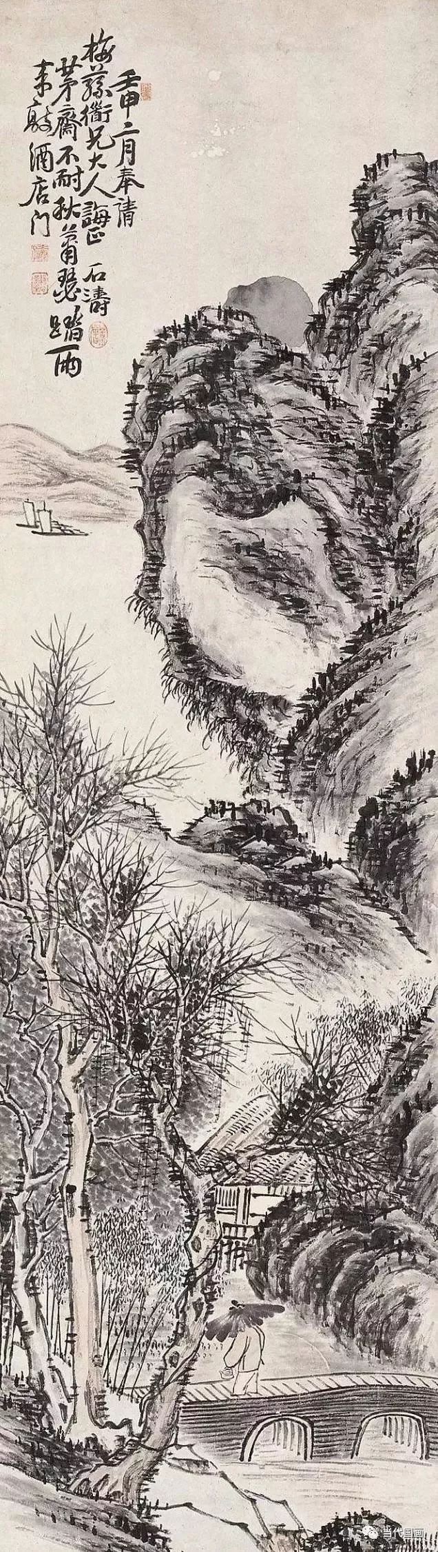 石涛山水画精品作品,石涛山水画高清大图临本