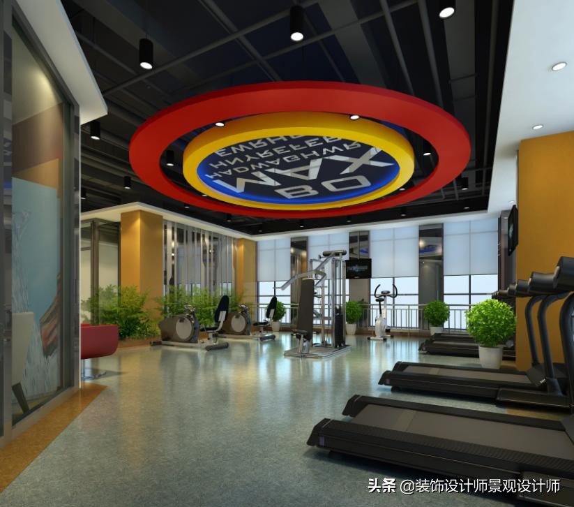 公司健身房设计效果图,书房健身房二合一设计效果图