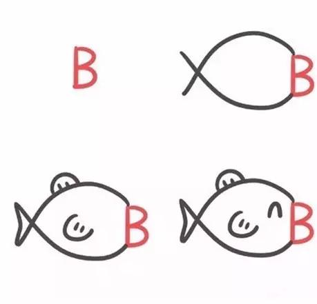 26个英文字母的画法创意简笔画,26幅有趣的字母简笔画