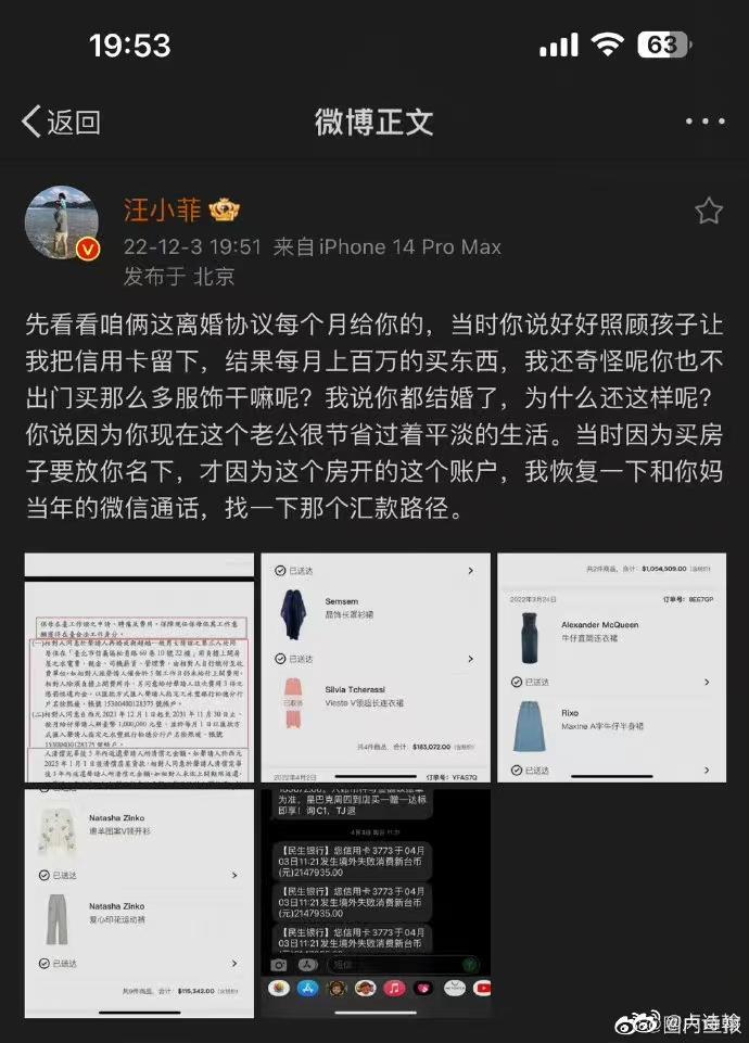 汪小菲晒账单明细后续,汪小菲晒2017年的家庭开销