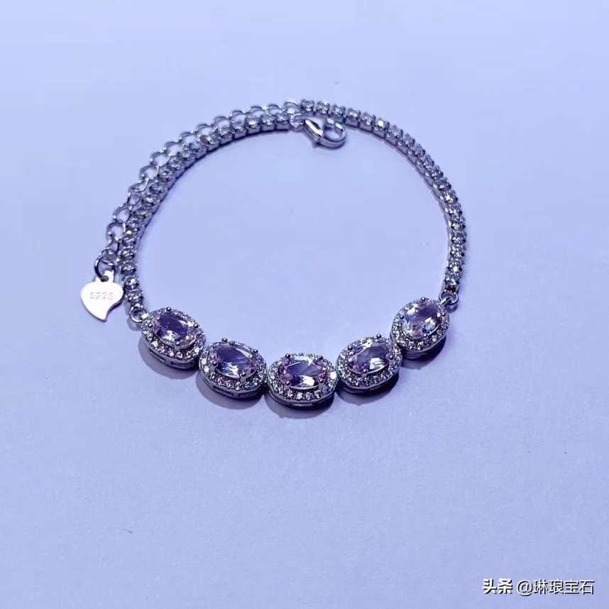 7-8mm高品质摩根石单圈手链,925银合成锆石手链星月ins小众