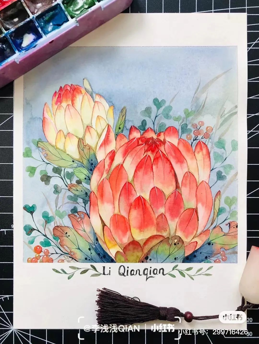 水彩中国风风景简单,古风水彩花卉简单又好看