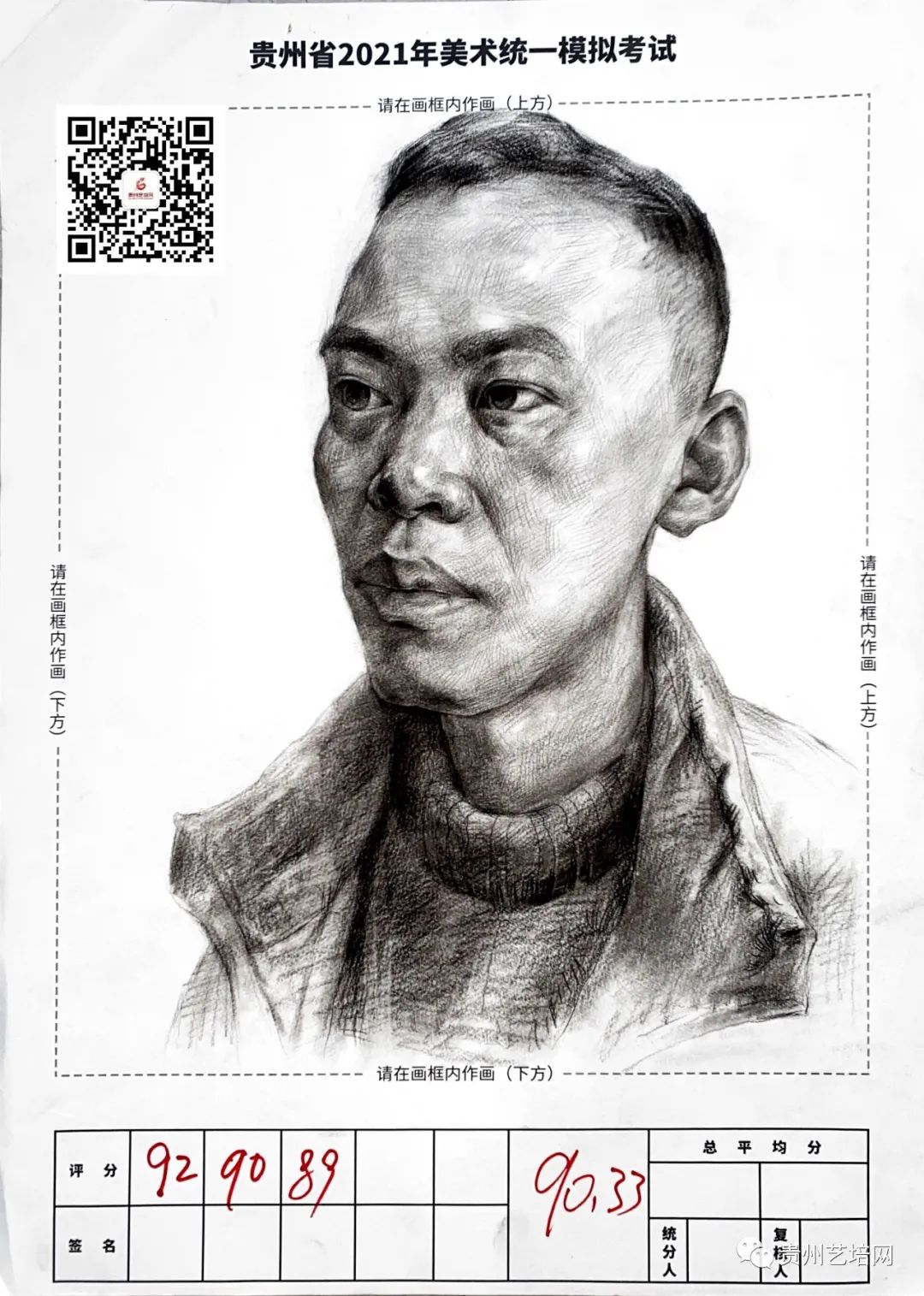 万人联考一模2024素描高分,一模静物素描高分卷