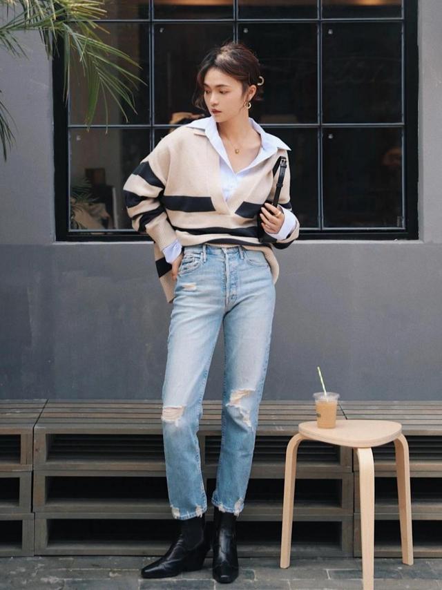 烟管牛仔裤搭配什么上衣好看,绿色牛仔裤搭配什么颜色上衣