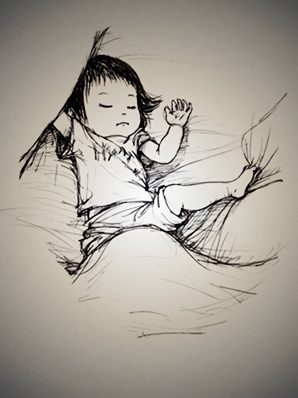 【治愈系】爸比把她睡觉的样子全画出来了......