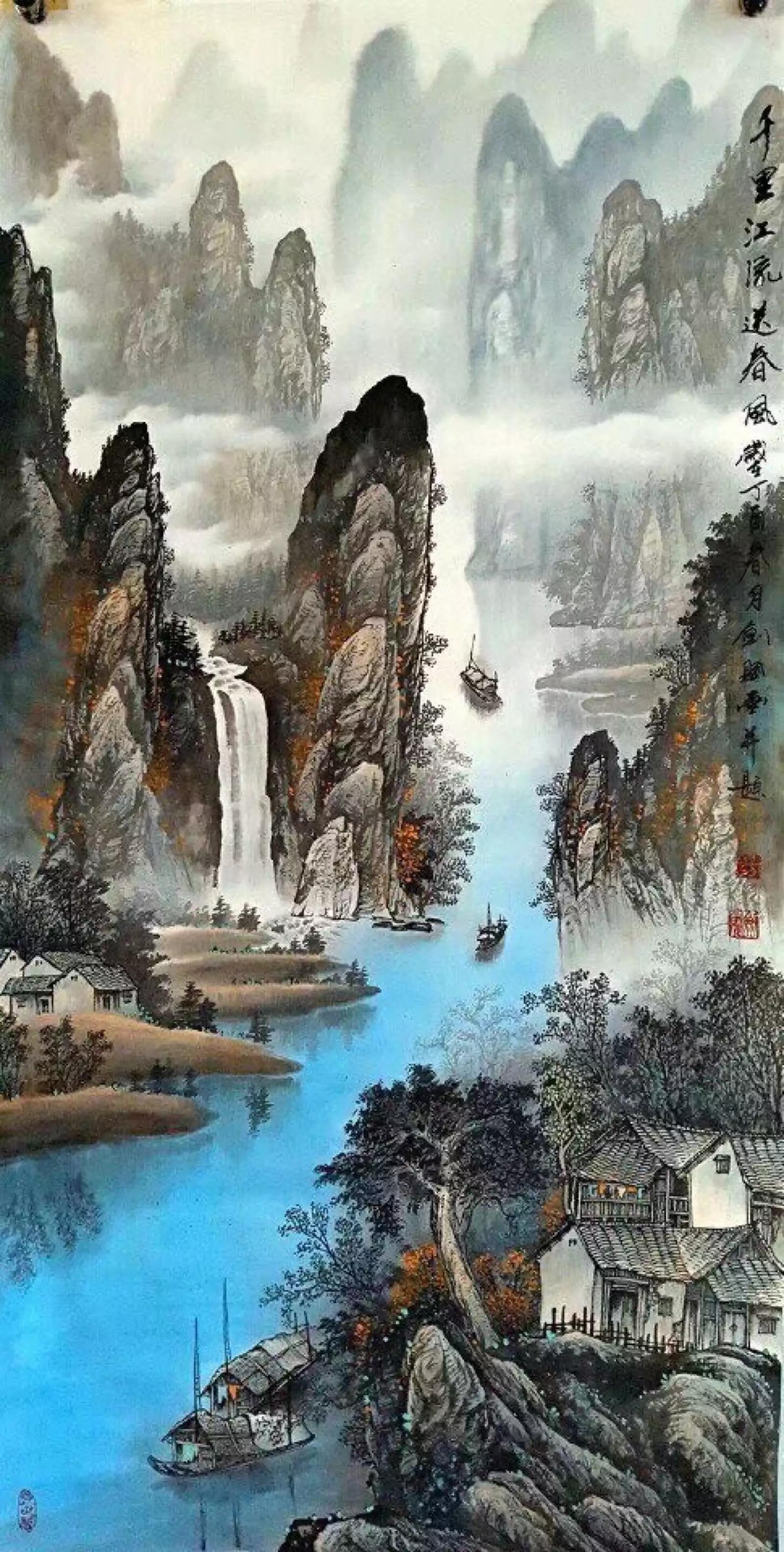 中国山水画名家作品欣赏书,清代山水画名家作品集一册