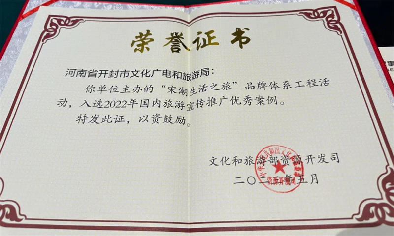 “宋潮生活之旅”品牌体系工程被评为2022年国内旅游宣传推广优秀案例