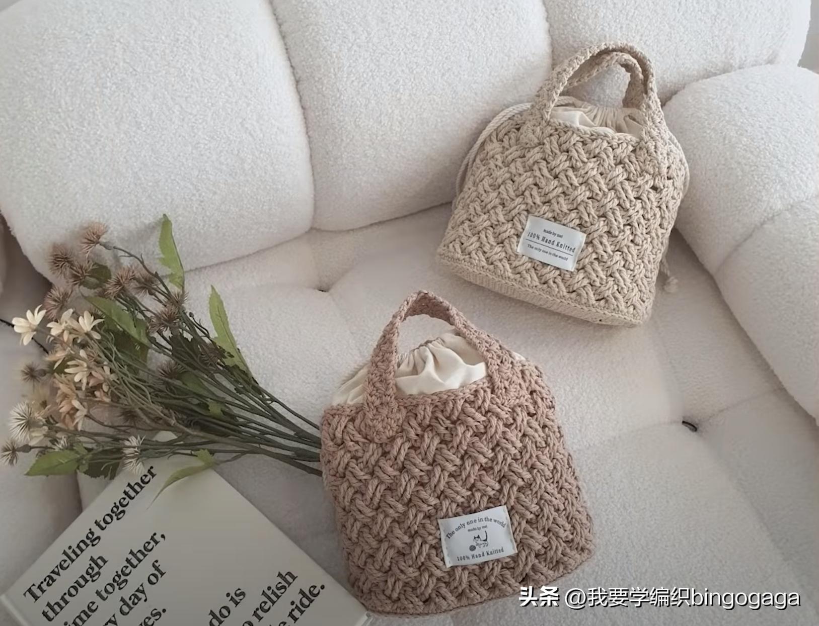 百搭时尚美人包编织教程,祖母方格包包的编织教程