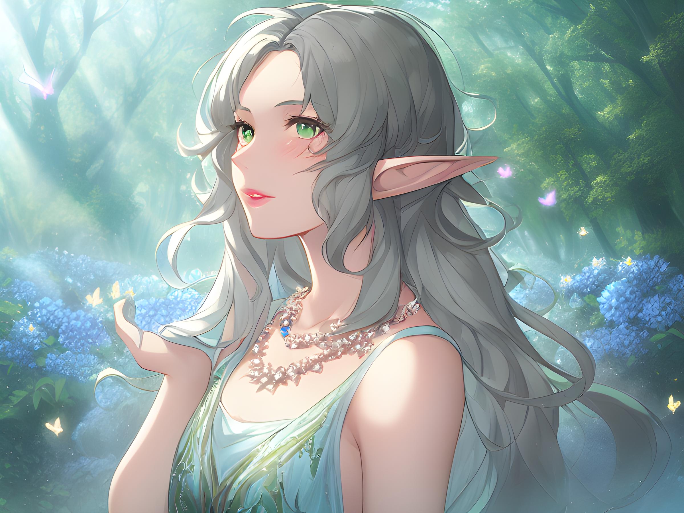 少女清新阳光二次元公主壁纸,森系精灵女神静态高清壁纸