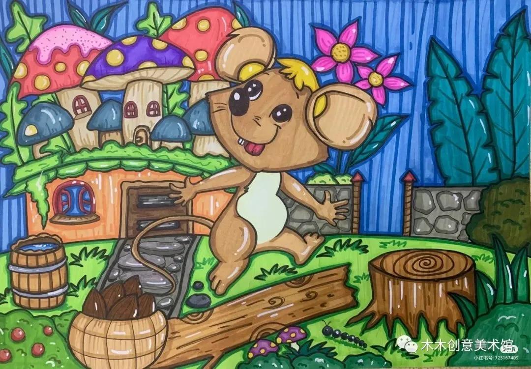 丙烯马克笔绘画可爱又简单的动物,24色马克笔绘画小动物