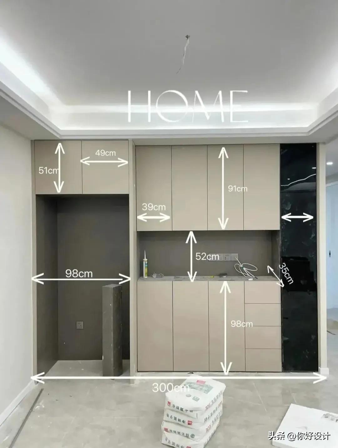 冰箱柜一体效果图预留尺寸,海尔双开门冰箱尺寸一览表