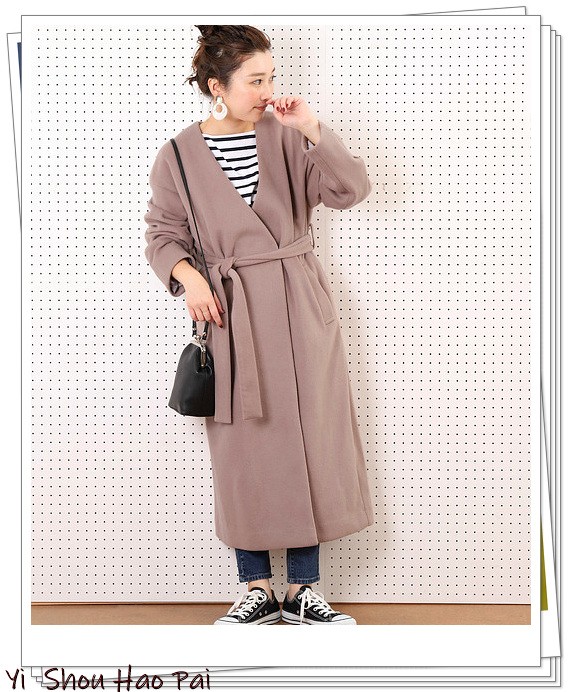 无领大衣薄款穿搭,无领冬季大衣搭配连帽衫