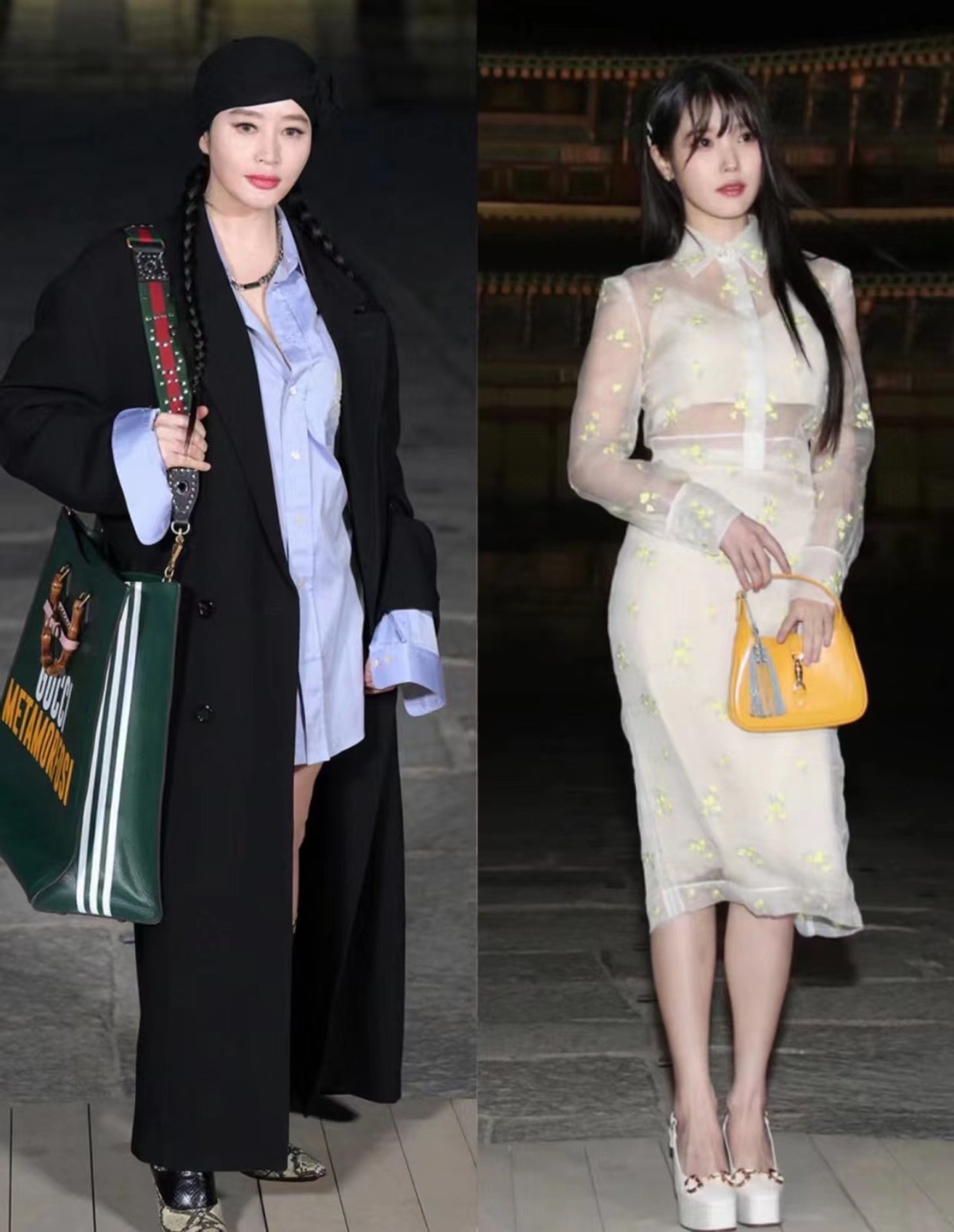 内娱女明星在韩国GUCCI大秀上太牛了！倪妮穿黑色超帅，刘雯更美