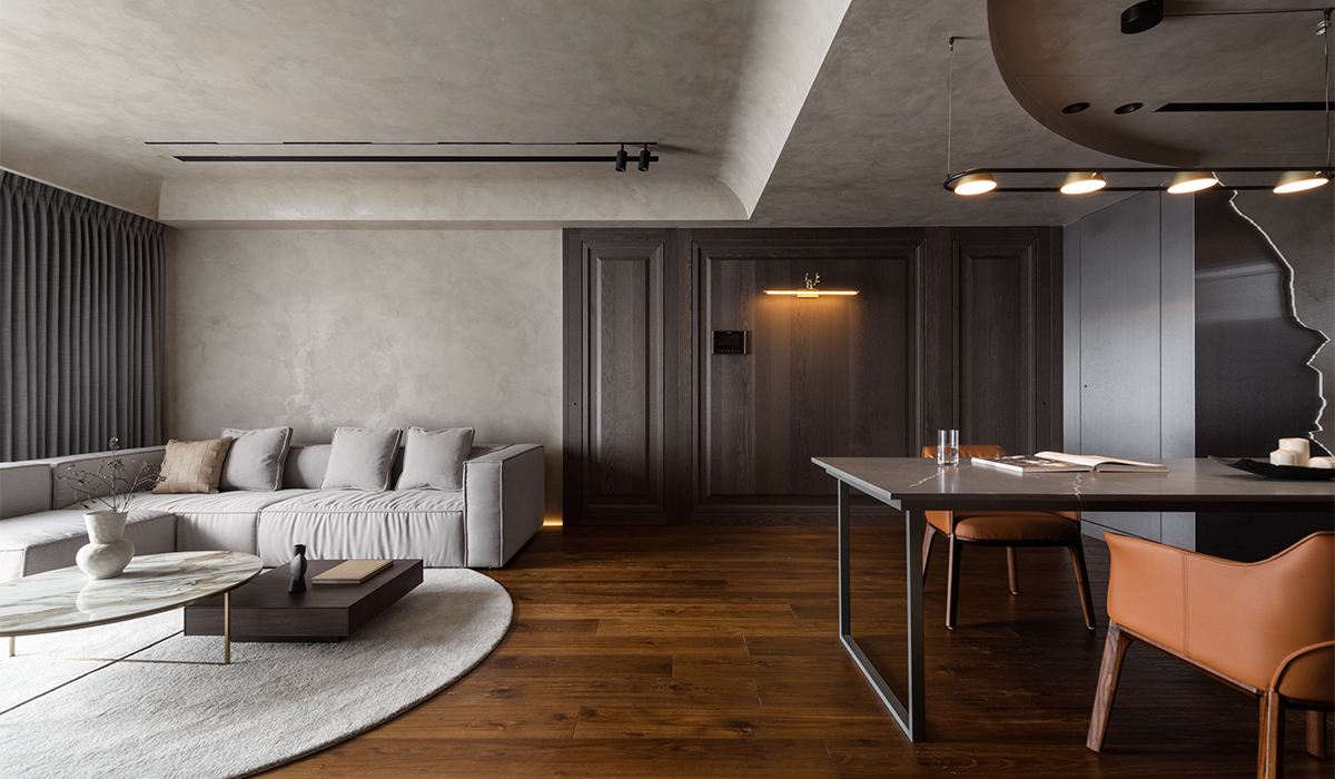 微水泥加原木装修效果小户型,微水泥设计风格小户型