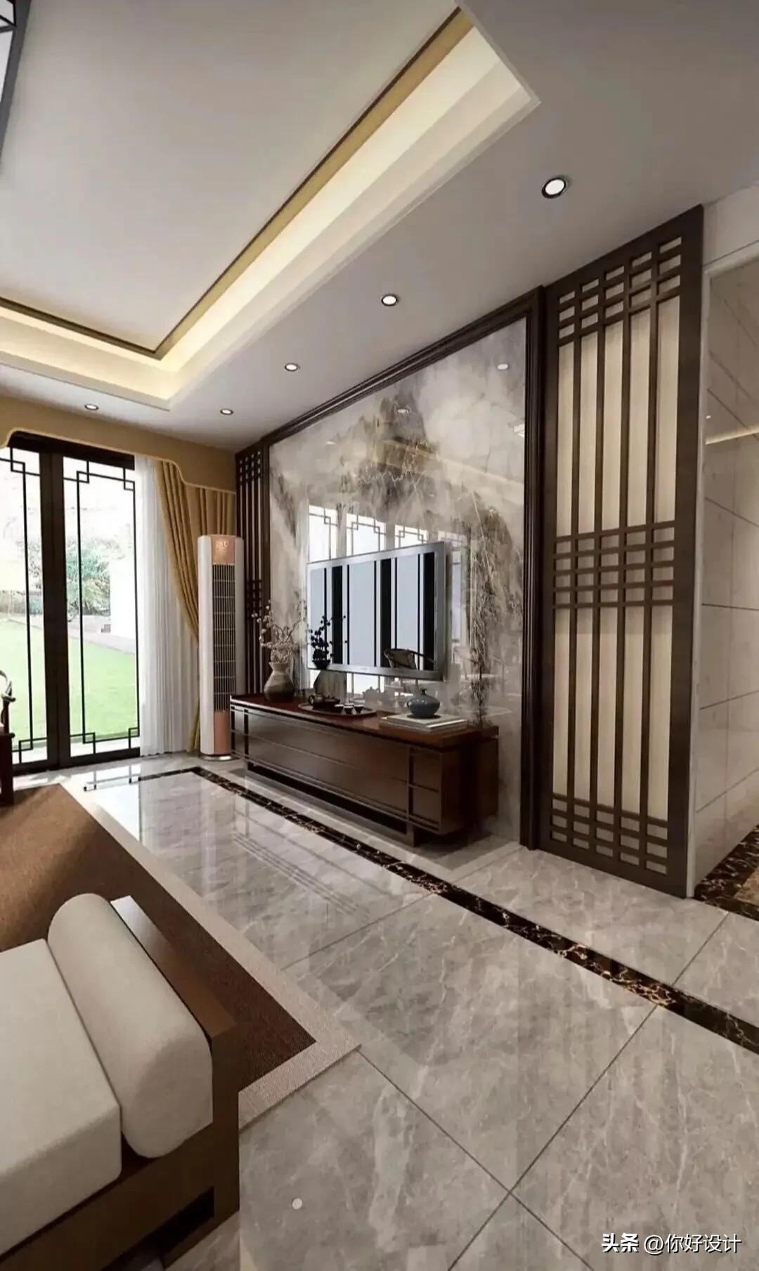 二十多款新中式现代背景墙,二十款木格栅电视背景墙分享