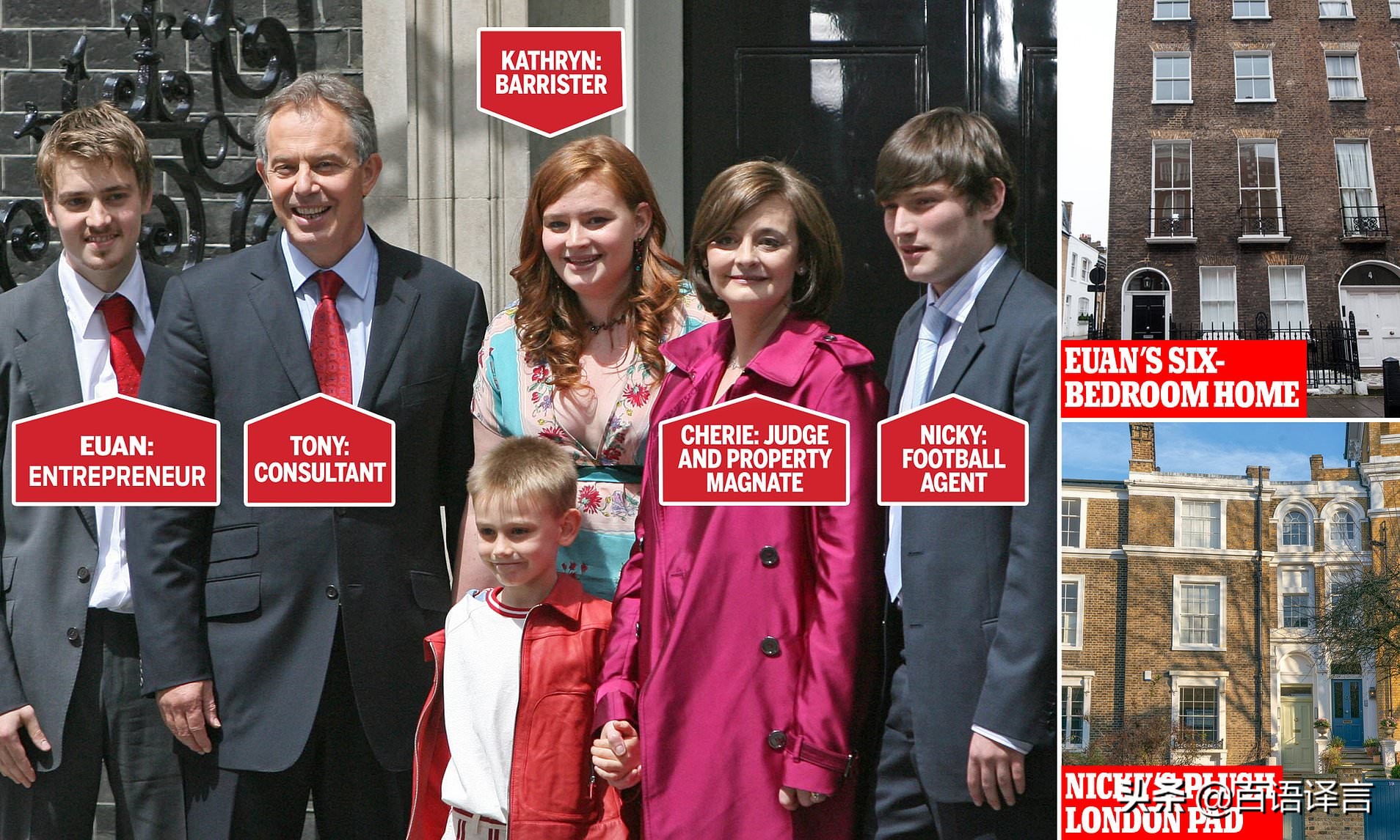 布莱尔一家六口罕见同框！180斤女儿全程光脚，长子是亿万富翁