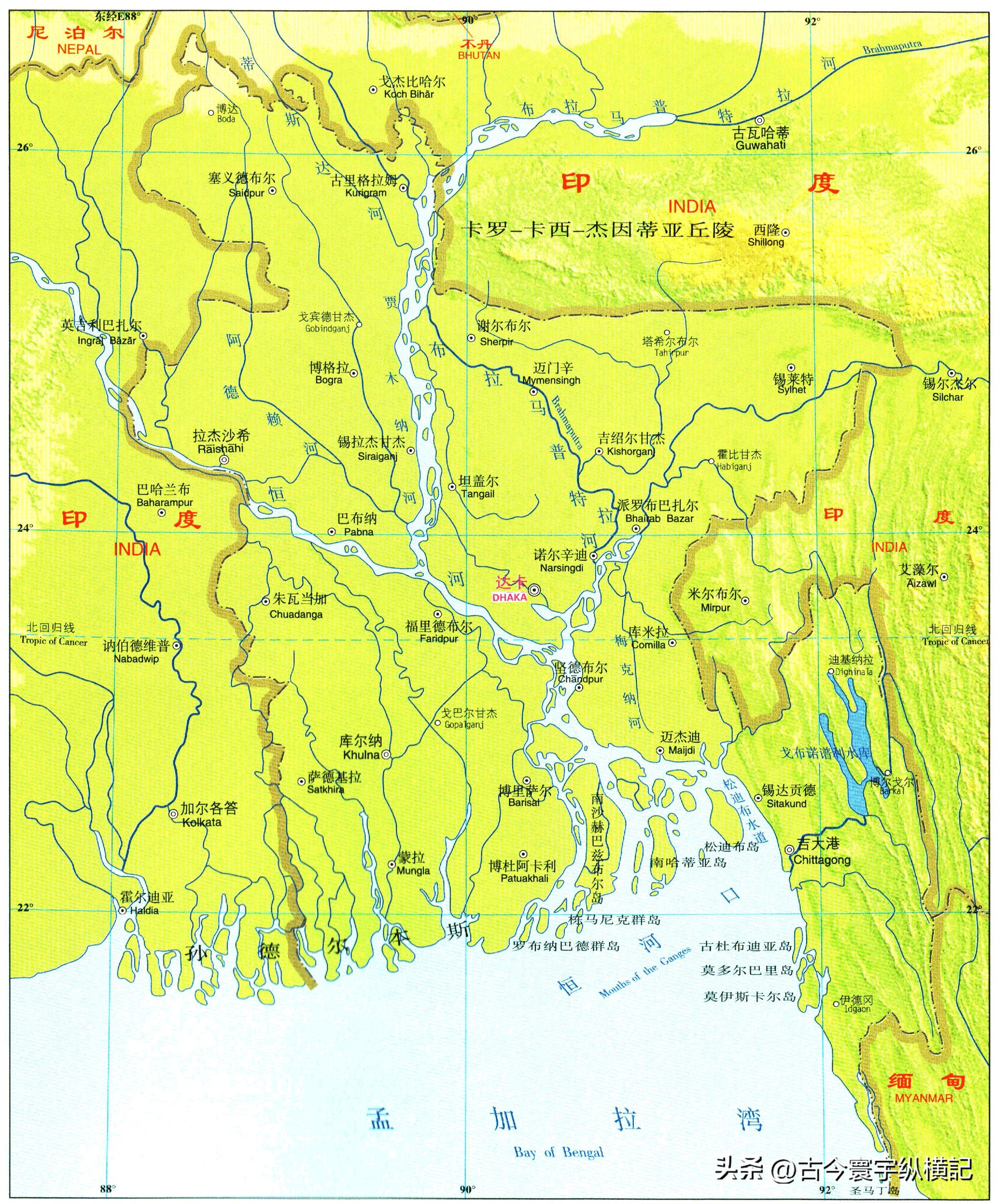 亚洲各国地形图（高清宜收藏）,亚洲大陆地形图