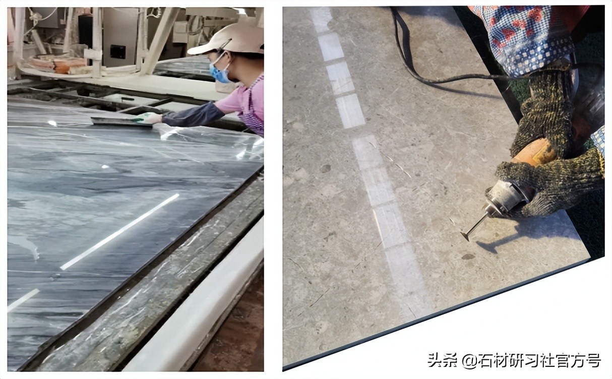 大理石裂缝修补教学,大理石补缝打磨全过程