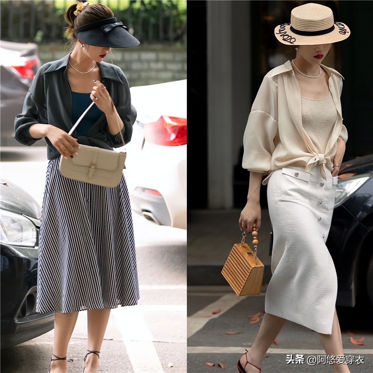 今年最火的半身裙配短裙的上衣,搭配防晒衫的半身裙