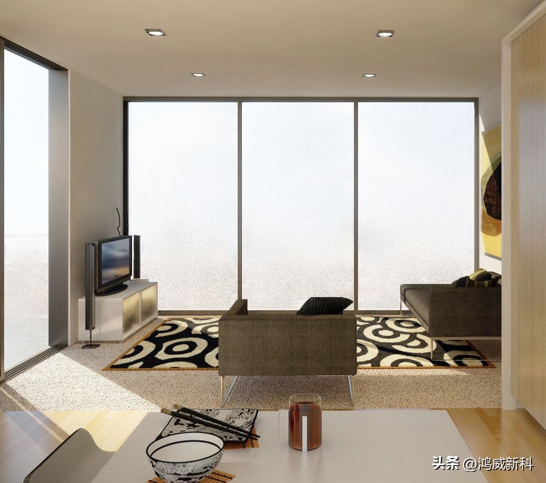 室内玻璃贴膜保护隐私,室内玻璃隐私膜夜晚效果图