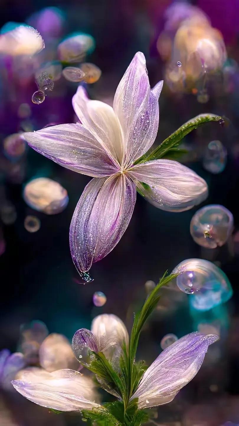 梦幻蓝色水晶花,梦幻玻璃水晶花