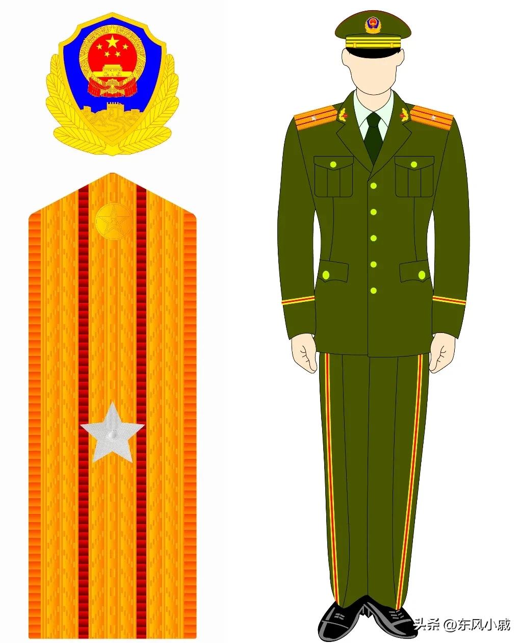 99式*警武**部队警衔，颜值最在线的一套军衔和军服