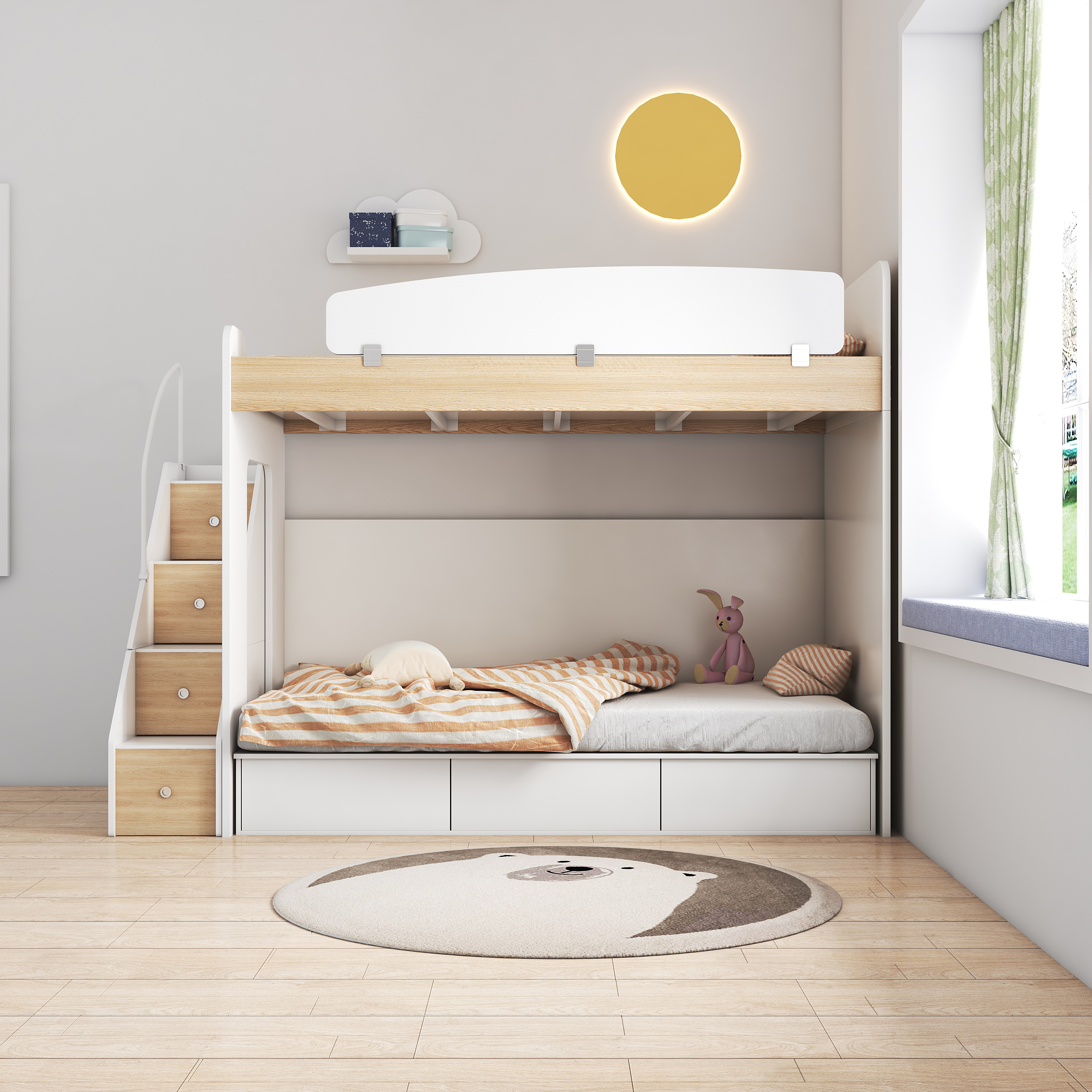 9平米的房间上下床设计带飘窗,9平方设计上下床多少钱