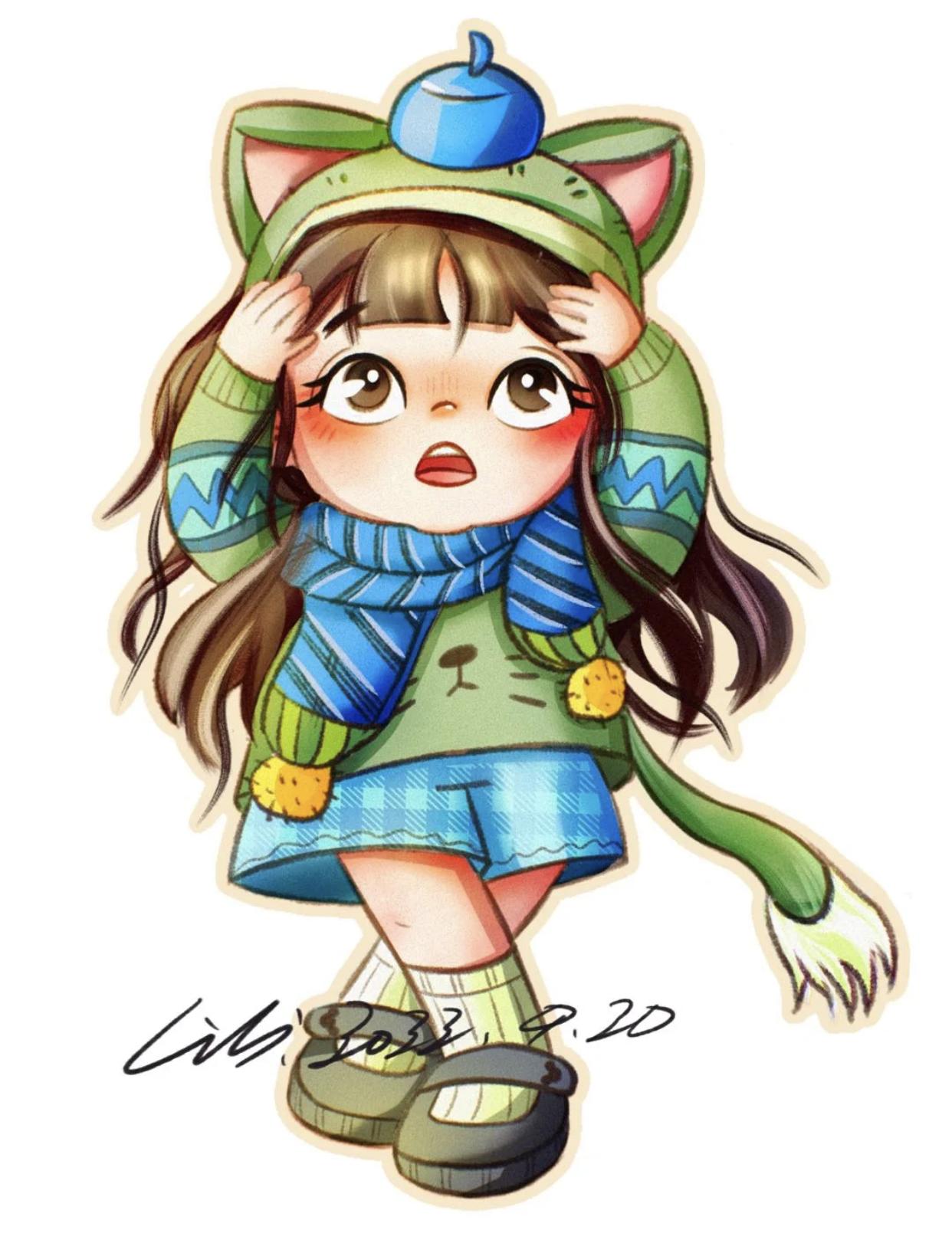 小清新豆豆眼小女孩插画,又凶又可爱的小女孩插画