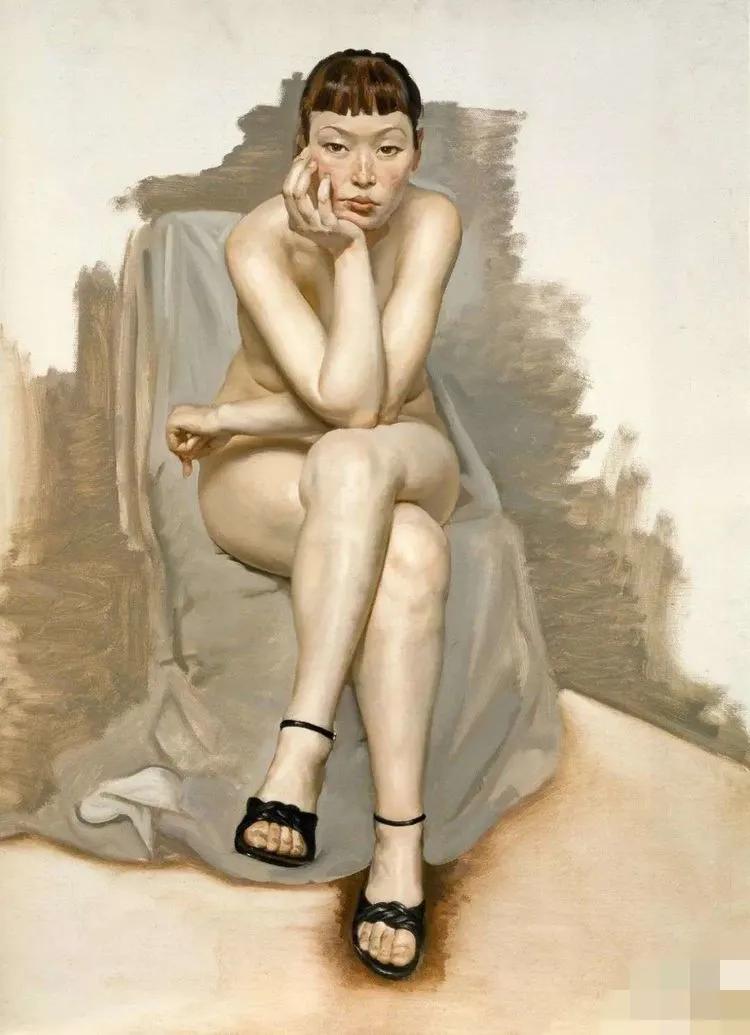 《女人体》画面露出体态丰腴、女子细嫩的肌肤充满了光感与透明感