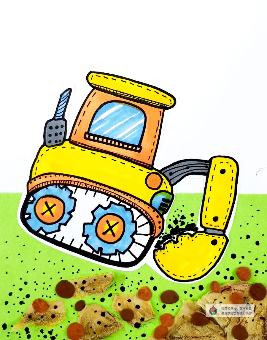 画儿童挖掘机画,怎么画挖掘机儿童画