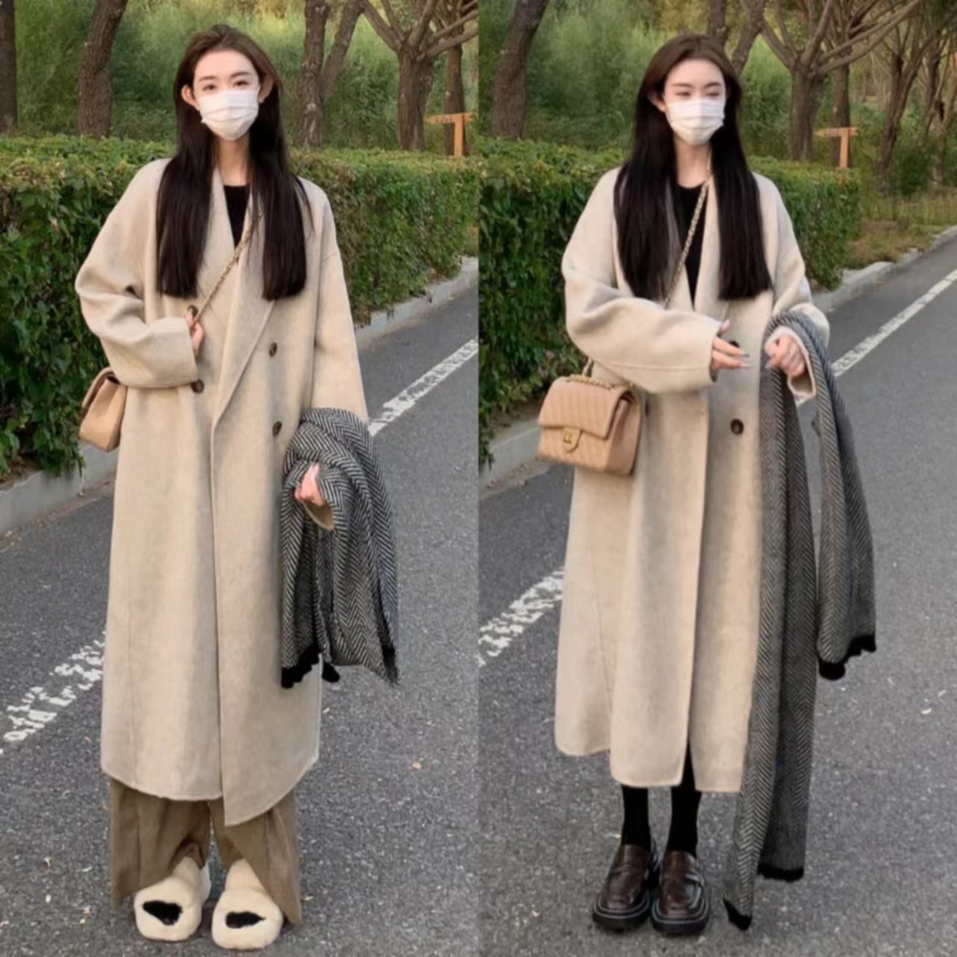 燕麦色大衣内搭什么颜色毛衣,燕麦色大衣高级穿搭图片