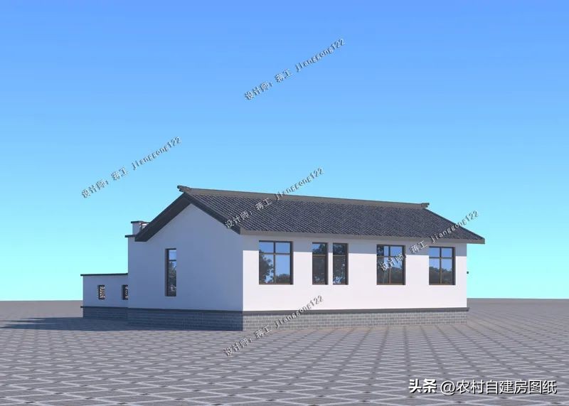 农村一层别墅取暖设计,农村自建房带堂屋烤火房新中式