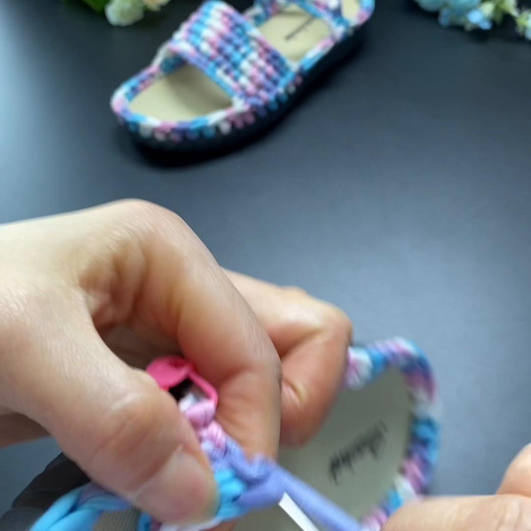 小男孩的凉鞋用布条线怎么钩好看,布条线郁金香儿童凉鞋钩织教程
