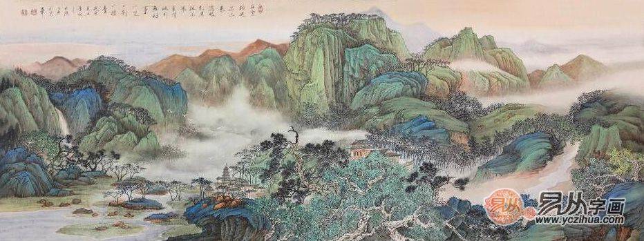 沙发背景山水画玄关挂画怎么选,沙发长180挂山水画选多大尺寸最好