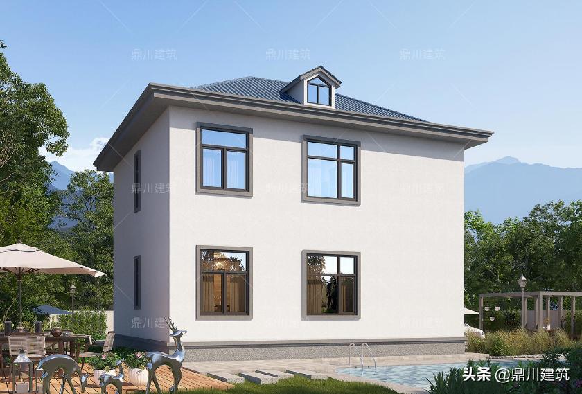 农村二层带露台带院子占地130平,农村二层小别墅主体15万90个平方