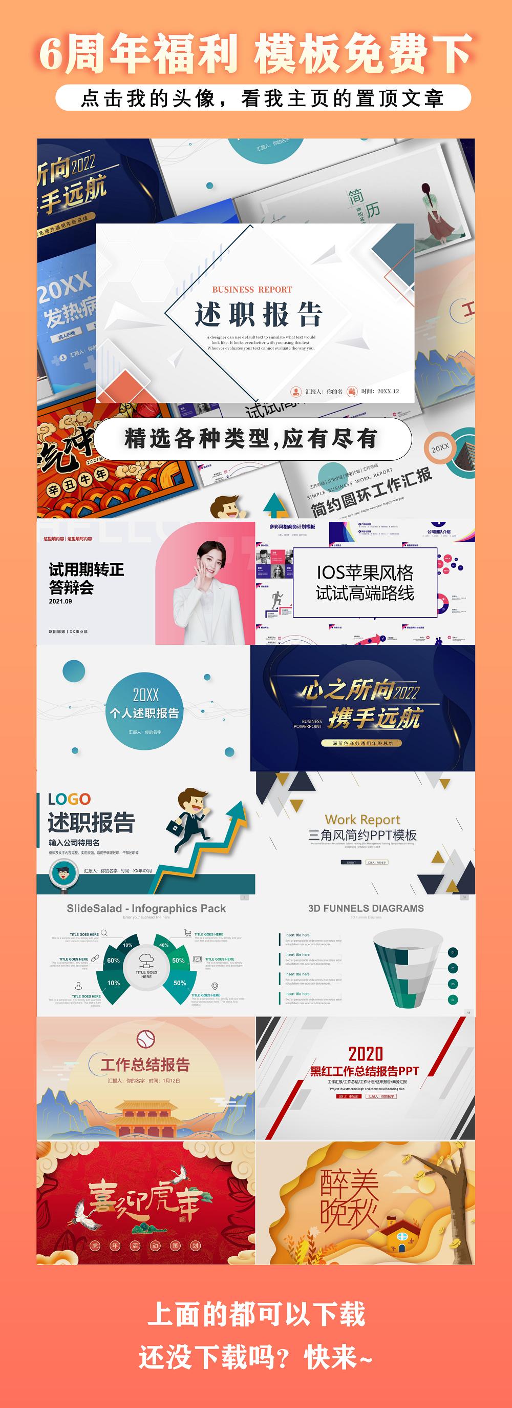 手绘述职报告小清新ppt模板图片,红色述职ppt模板